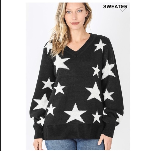 🌺2/$35 sale star print sweater matching face mask - Picture 2 of 4